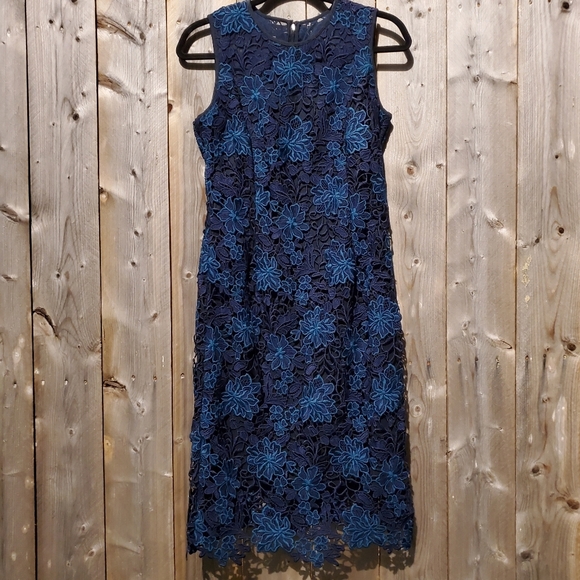 New White House Black Market Illusion-Neck Lace Sheath Dress Size 4